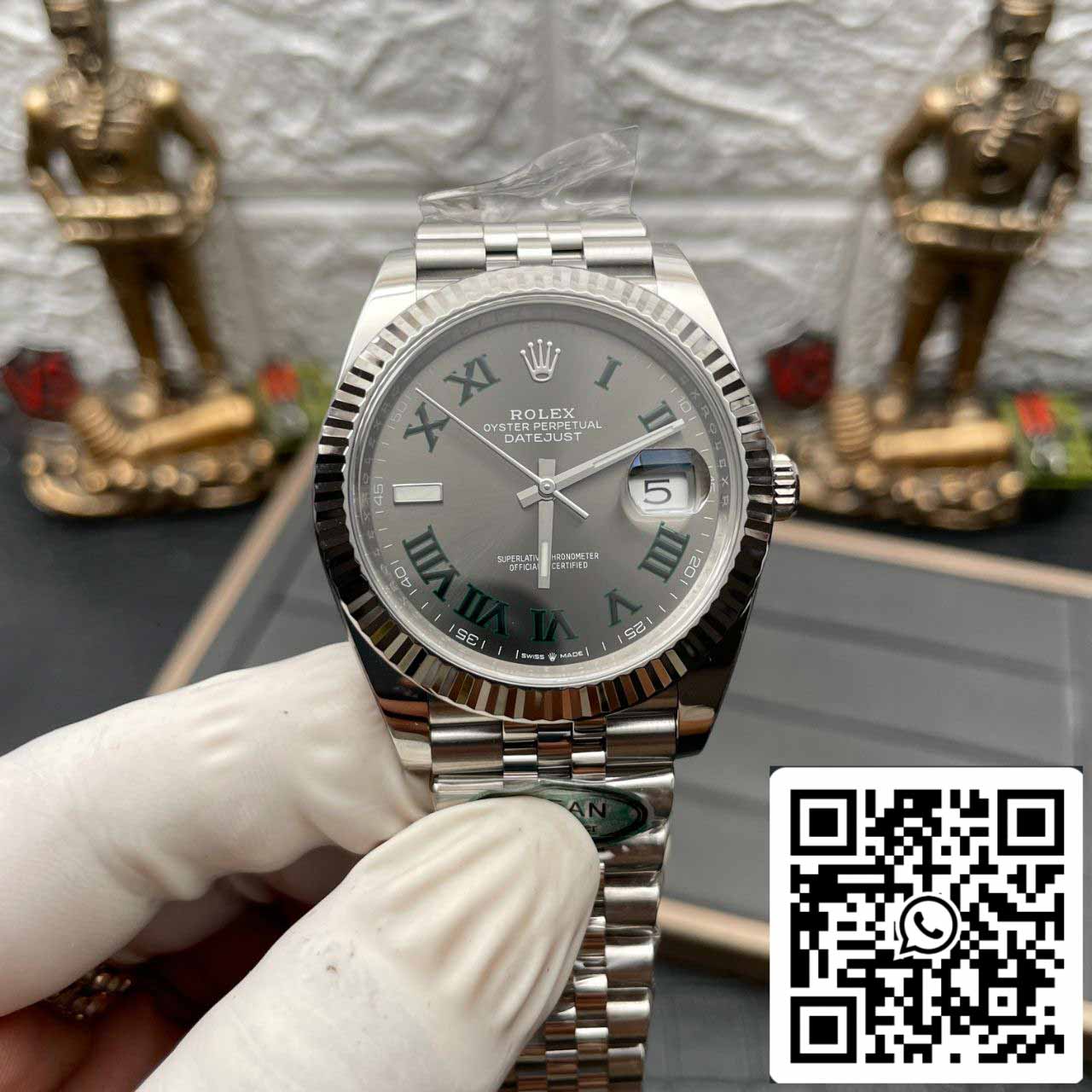 Rolex Datejust M126334-0022 1:1 Best Edition Clean Factory quadrante grigio Wimbledon