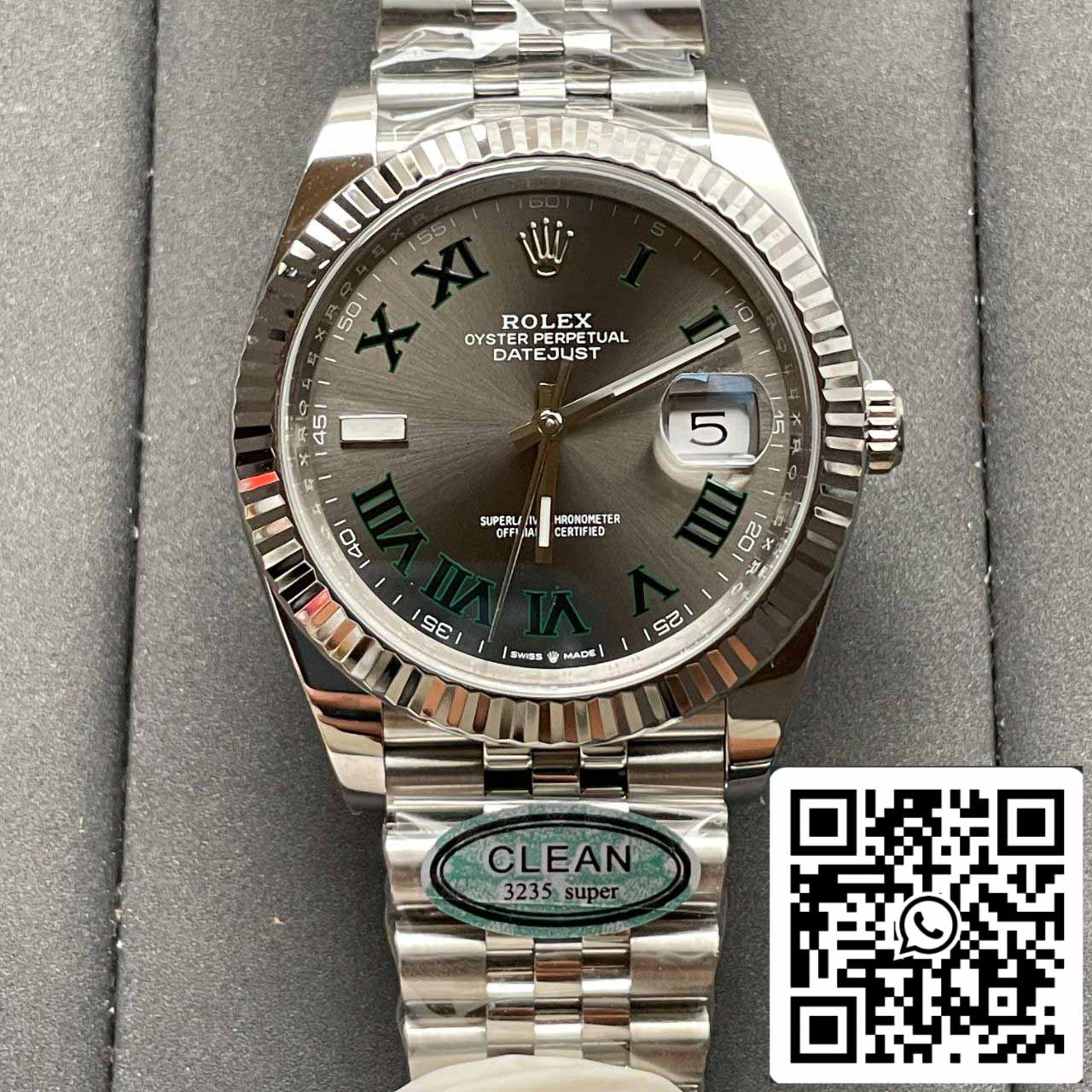 Rolex Datejust M126334-0022 1:1 Best Edition Clean Factory quadrante grigio Wimbledon