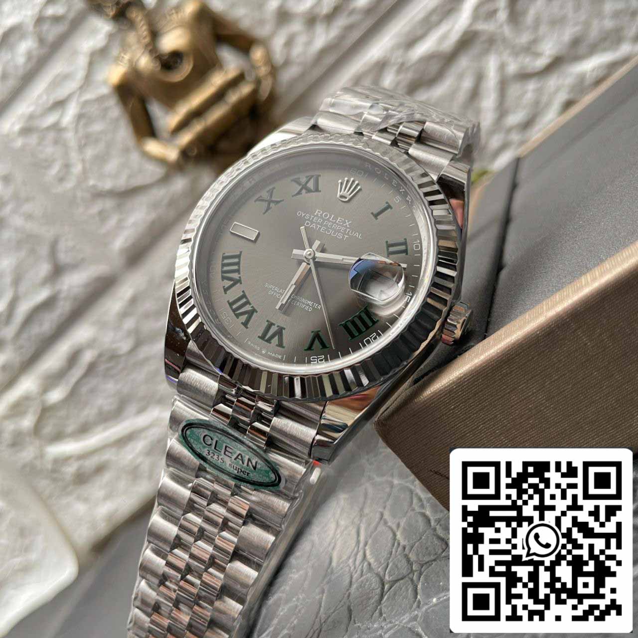 Rolex Datejust M126334-0022 1:1 Best Edition Clean Factory quadrante grigio Wimbledon