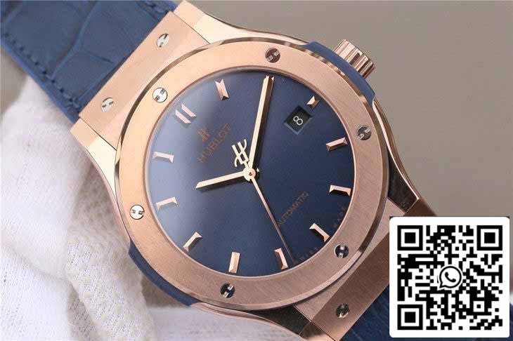 Hublot Classic Fusion 542.OX.7180.LR 1:1 Best Edition JJ Factory Blue Dial Rose Gold