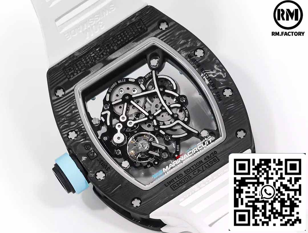 RICHARD MILLE  RM055  Carbon Fiber Case 1:1 Best Edition RM Factory newest 2024 Blue Dial