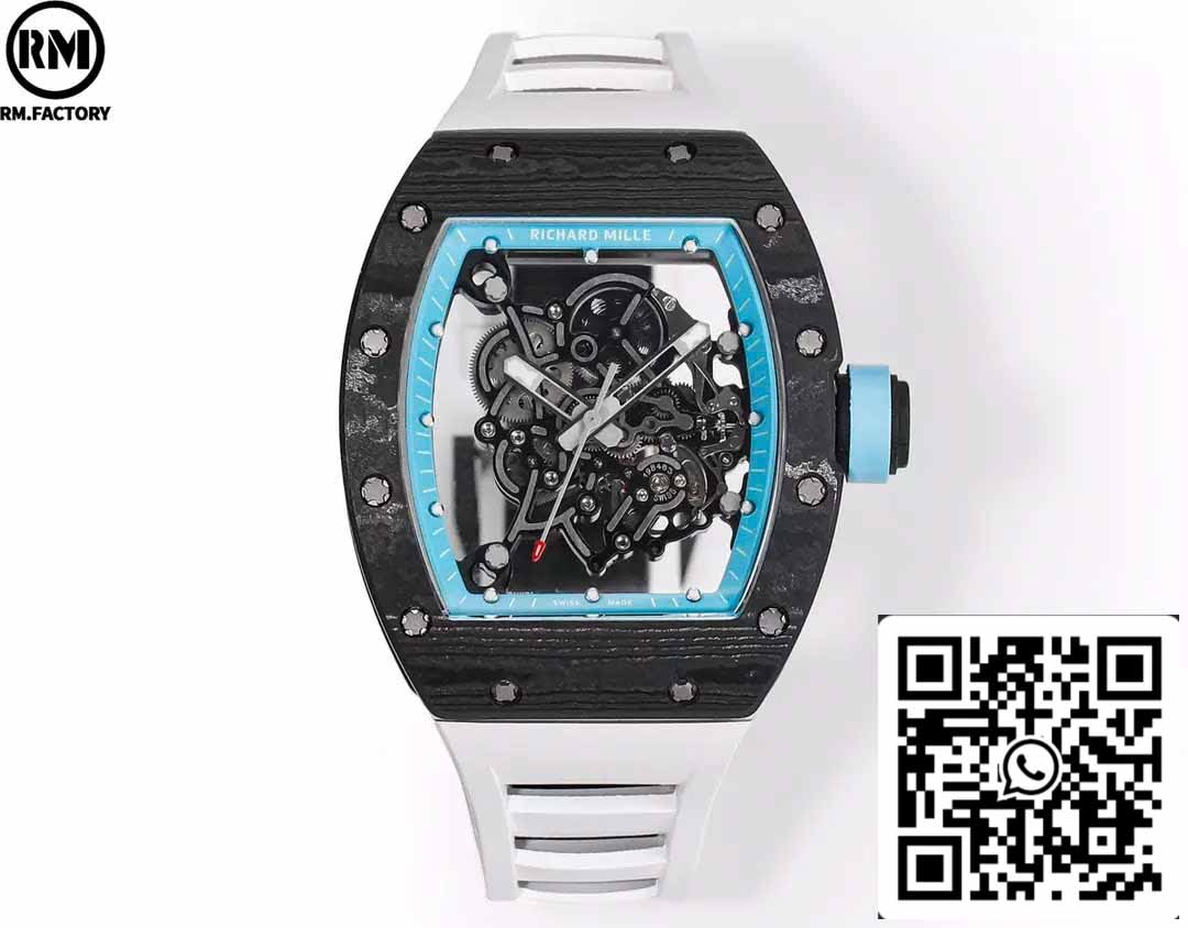 RICHARD MILLE  RM055  Carbon Fiber Case 1:1 Best Edition RM Factory newest 2024 Blue Dial