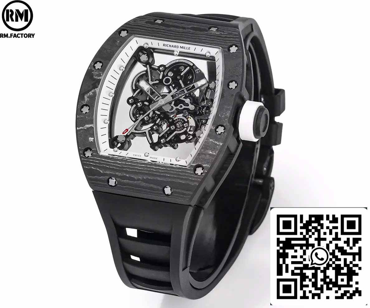 RICHARD MILLE  RM055  Carbon Fiber Case 1:1 Best Edition RM Factory newest 2024 White Dial