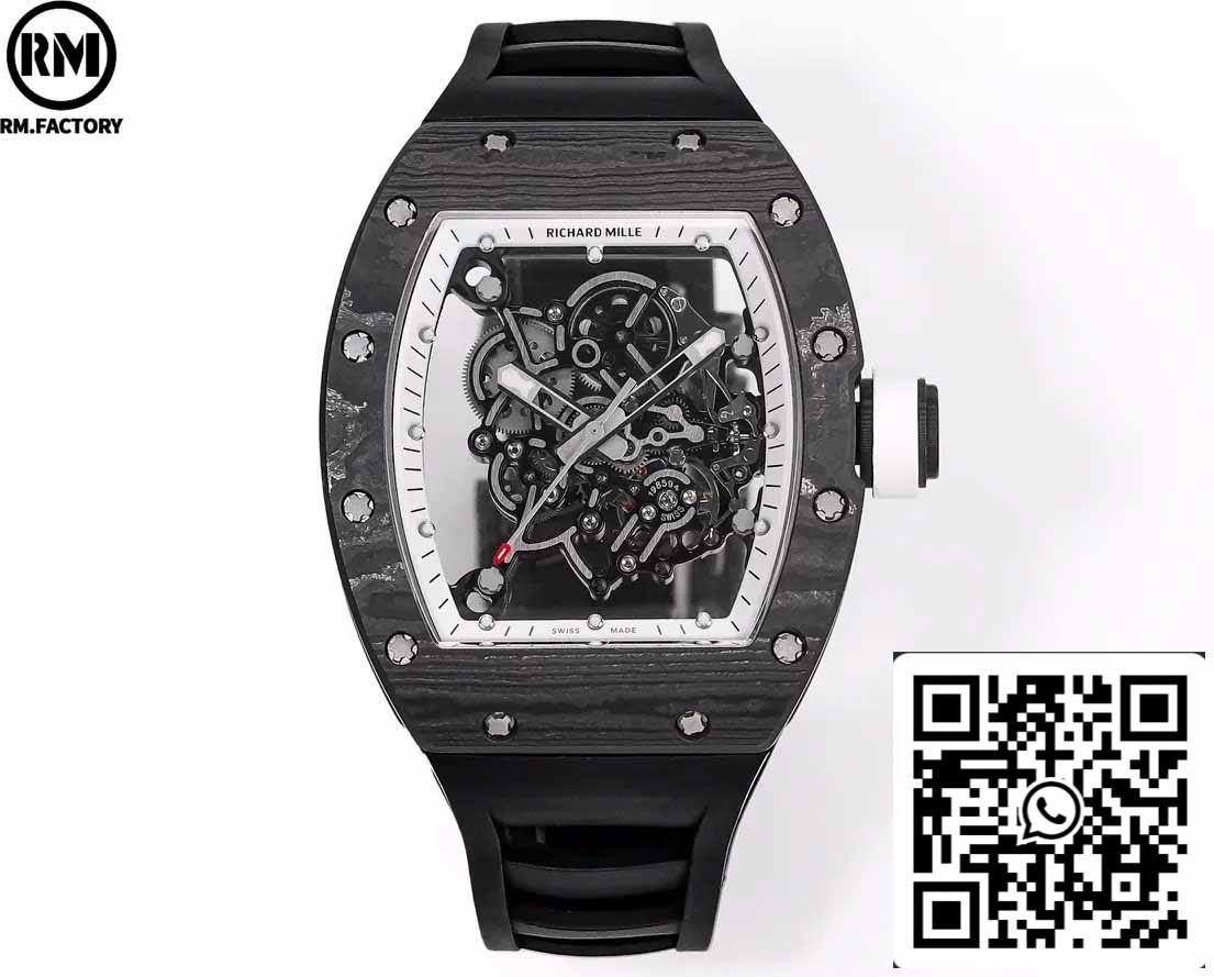 RICHARD MILLE  RM055  Carbon Fiber Case 1:1 Best Edition RM Factory newest 2024 White Dial