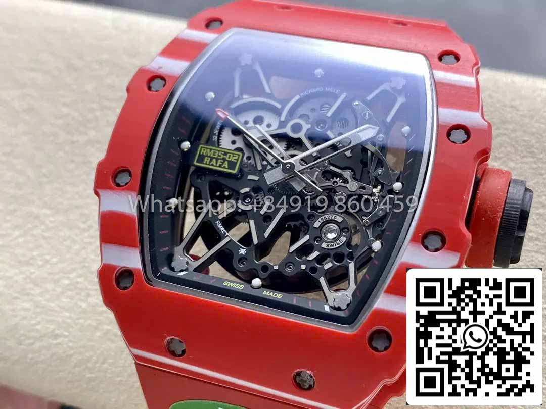 Richard Mille RM035-02 1:1 Best Clone R7 Factory Red  Carbon Case Red Strap