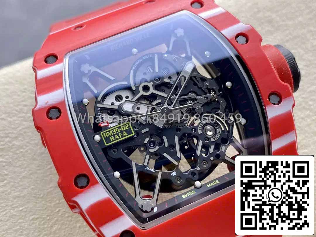 Richard Mille RM035-02 1:1 Best Clone R7 Factory Red  Carbon Case Red Strap