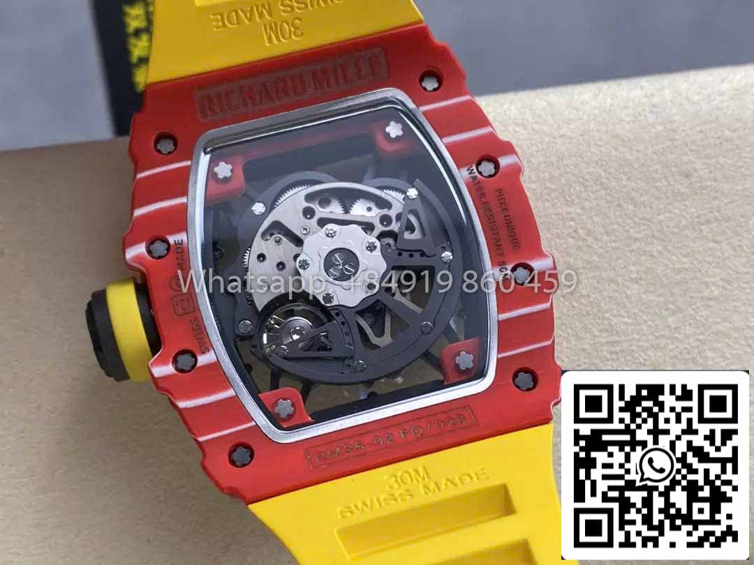 Richard Mille RM035-02 1:1 Best Clone R7 Factory Red Carbon Case Yellow Strap