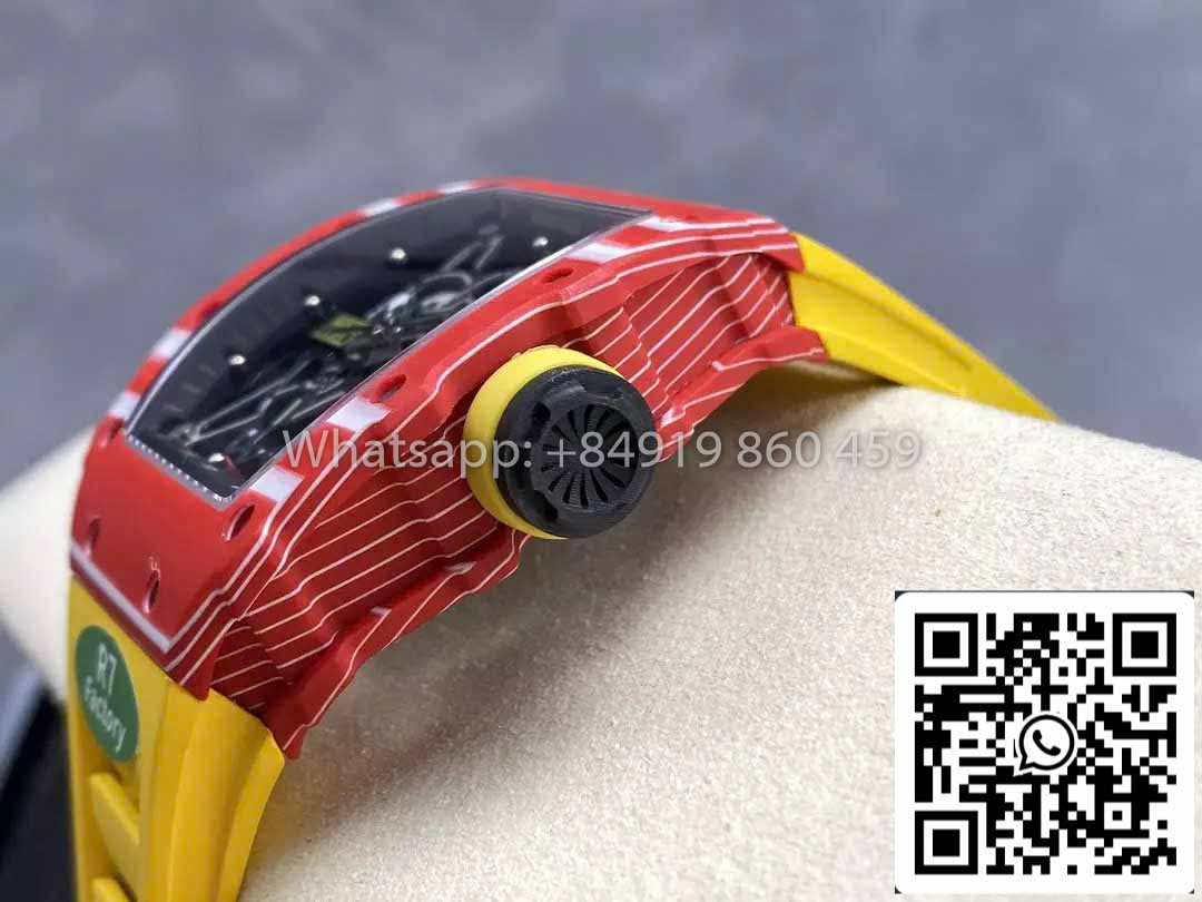 Richard Mille RM035-02 1:1 Best Clone R7 Factory Red Carbon Case Yellow Strap