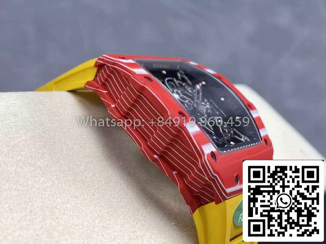 Richard Mille RM035-02 1:1 Best Clone R7 Factory Red Carbon Case Yellow Strap