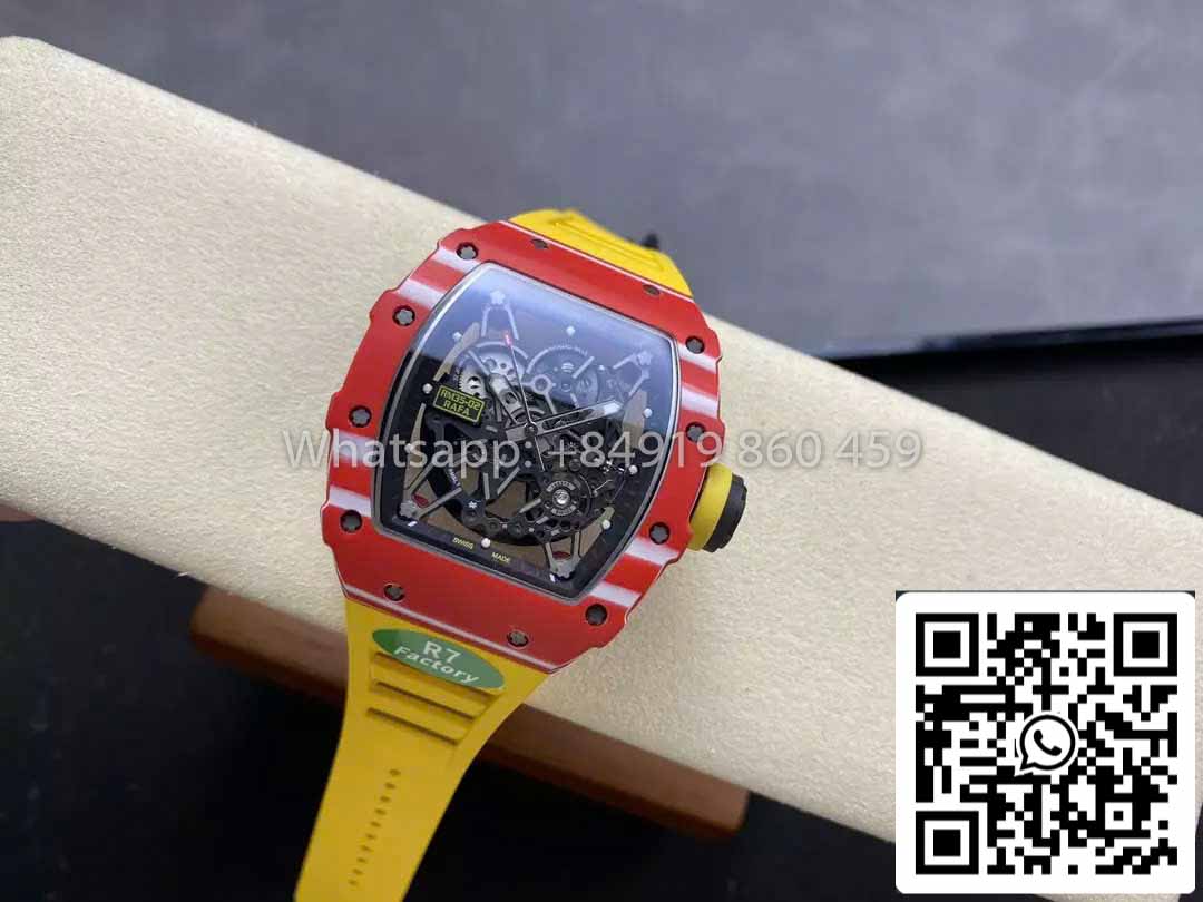 Richard Mille RM035-02 1:1 Best Clone R7 Factory Red Carbon Case Yellow Strap