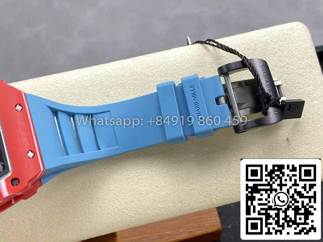 Richard Mille RM035-02 1:1 Best Clone R7 Factory Red Carbon Case Blue Strap