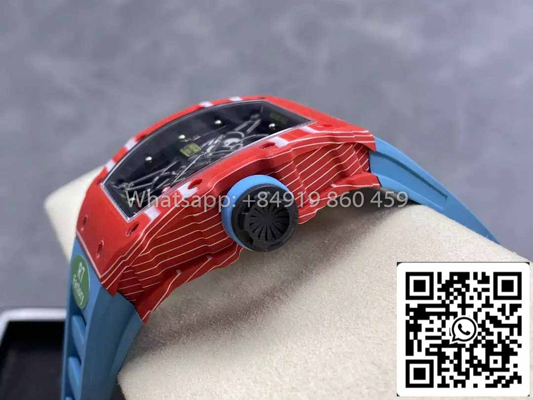 Richard Mille RM035-02 1:1 Best Clone R7 Factory Red Carbon Case Blue Strap