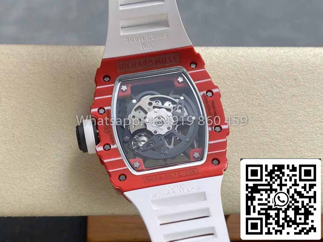 Richard Mille RM035-02 1:1 Best Clone R7 Factory Red Carbon Case White Strap