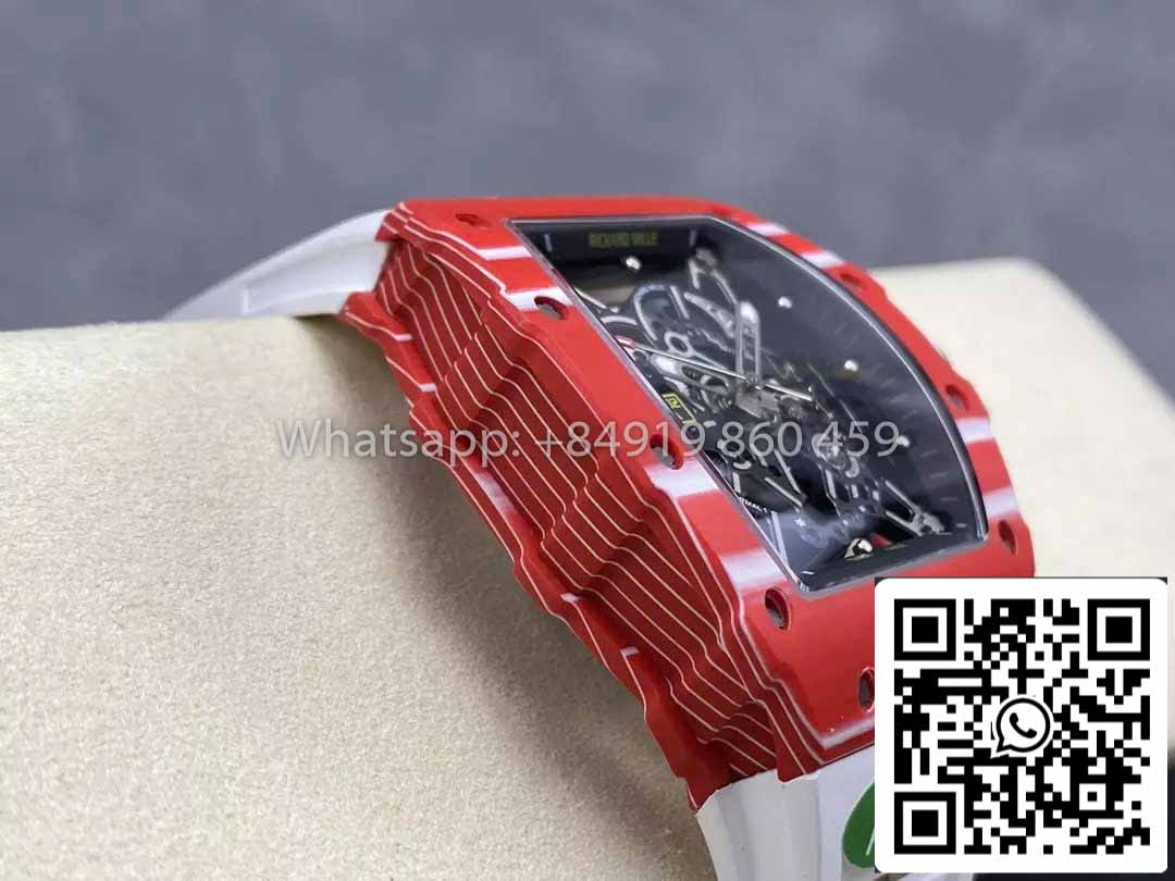 Richard Mille RM035-02 1:1 Best Clone R7 Factory Red Carbon Case White Strap