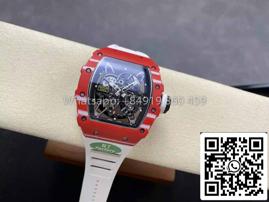 Richard Mille RM035-02 1:1 Best Clone R7 Factory Red Carbon Case White Strap