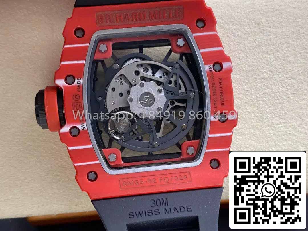 Richard Mille RM035-02 1:1 Best Clone R7 Factory Red Carbon Case Black Strap