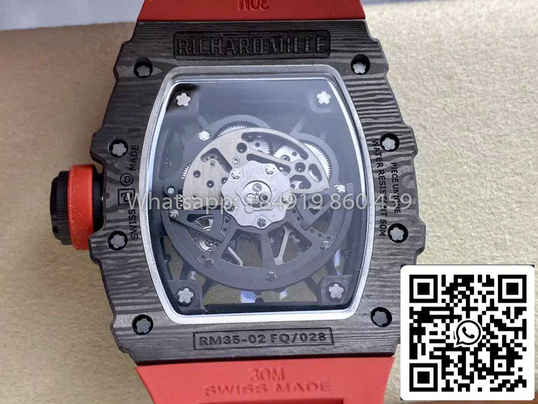 Richard Mille RM035-02 1:1 Best Clone R7 Factory NTPT Carbon Case Red Strap