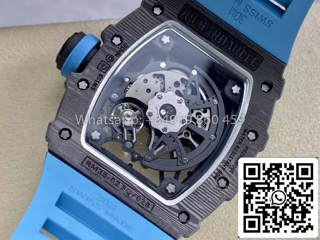 Richard Mille RM035-02 1:1 Best Clone R7 Factory NTPT Carbon Case Blue Strap