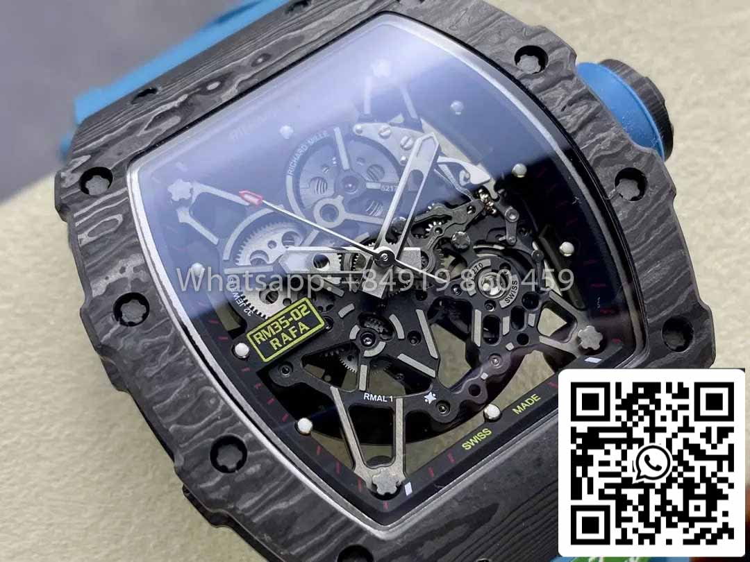 Richard Mille RM035-02 1:1 Best Clone R7 Factory NTPT Carbon Case Blue Strap