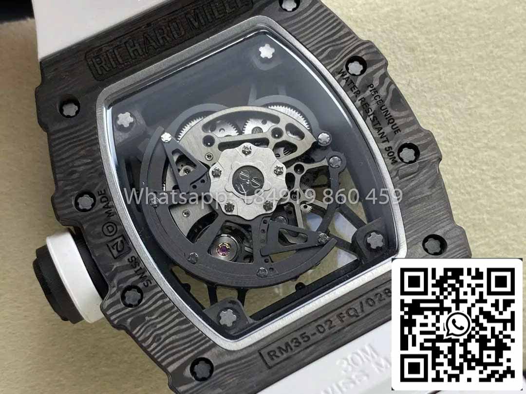 Richard Mille RM035-02 1:1 Best Clone R7 Factory NTPT Carbon Case White Strap