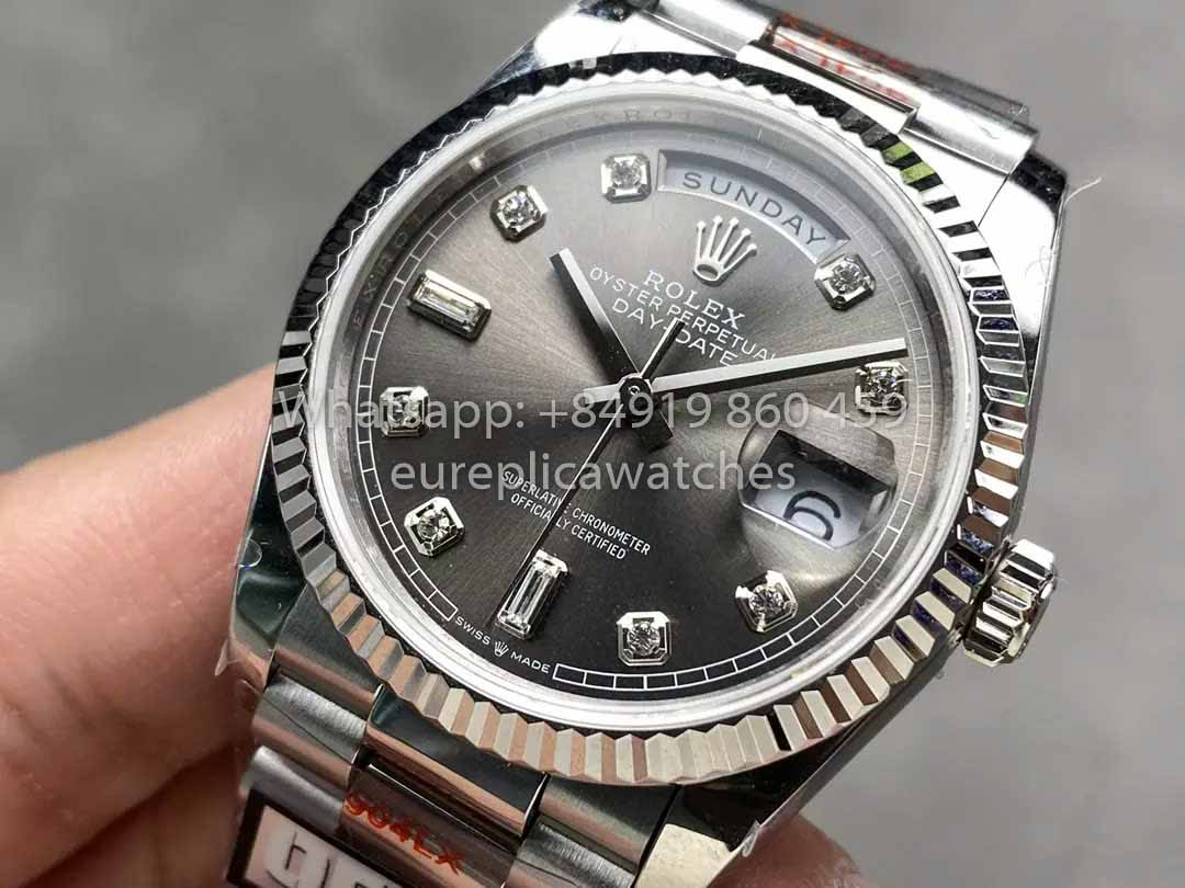 Rolex Day Date 128236 QF Factory 1:1 Best Clone Grey Diamond dial 36mm