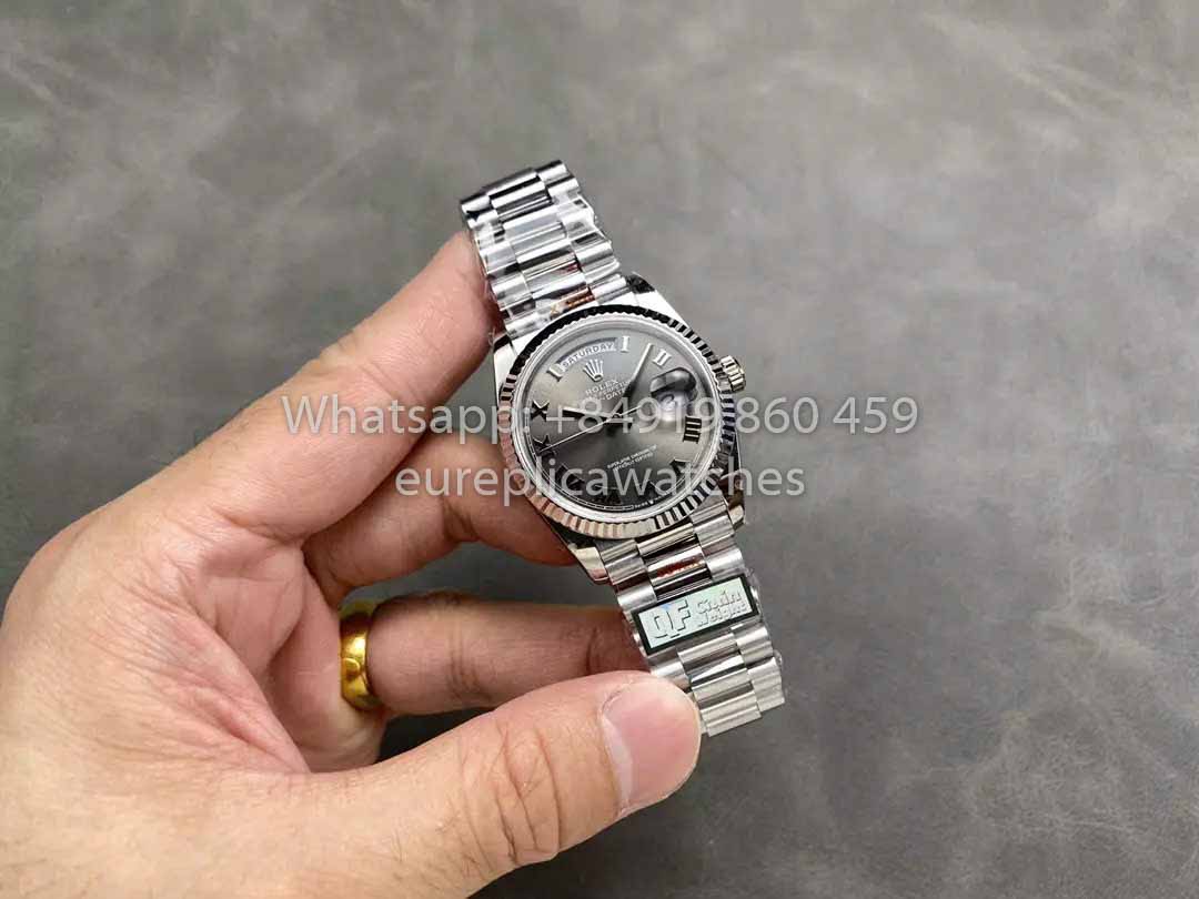 Rolex Day Date 128236 QF Factory 1:1 Best Clone Grey Roman numerals Dial