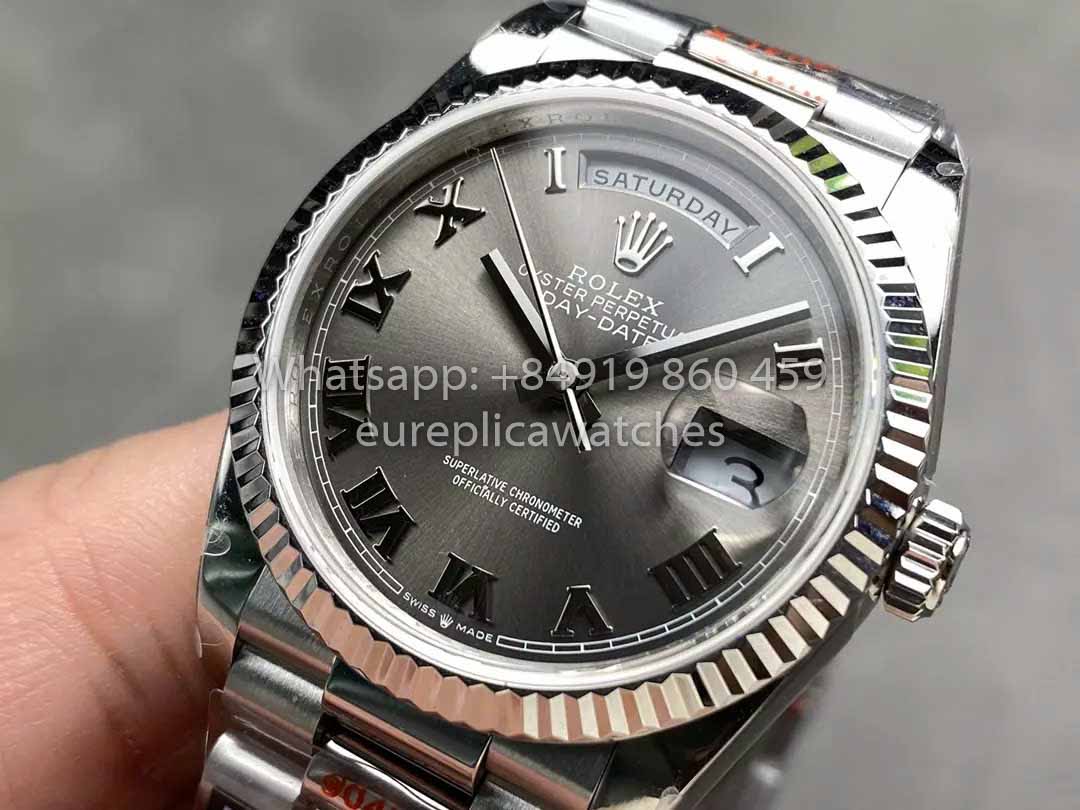 Rolex Day Date 128236 QF Factory 1:1 Best Clone Grey Roman numerals Dial