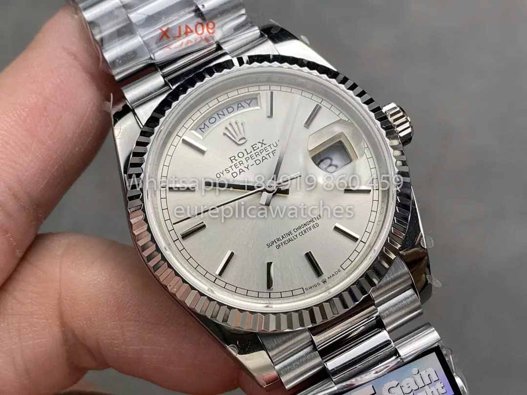 Rolex Day Date 128239-0005 QF Factory 1:1 Best Clone Silver Index Dial