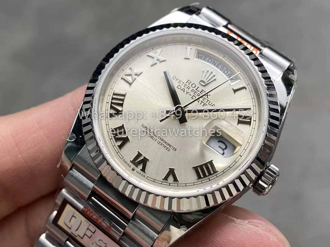 Rolex Day Date 128239 QF Factory 1:1 Best Clone Silver Numeral Dial