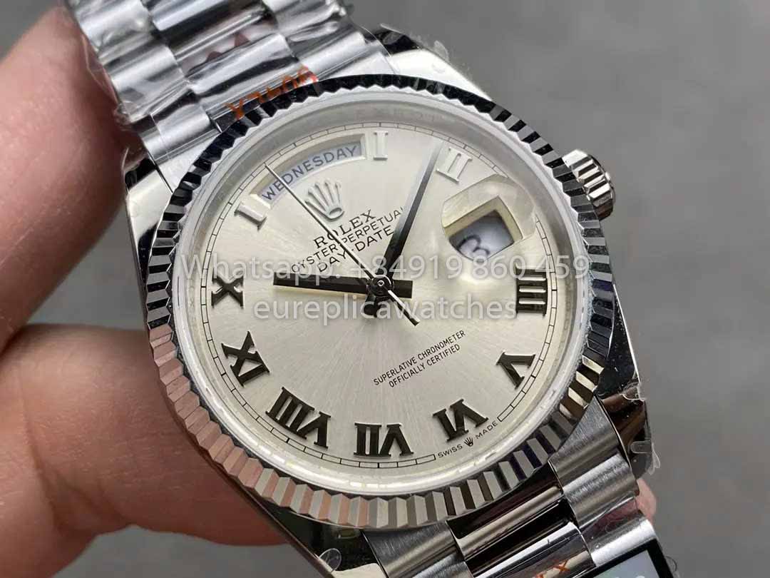 Rolex Day Date 128239 QF Factory 1:1 Best Clone Silver Numeral Dial