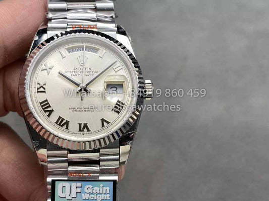 Rolex Day Date 128239 QF Factory 1:1 Best Clone Silver Numeral Dial