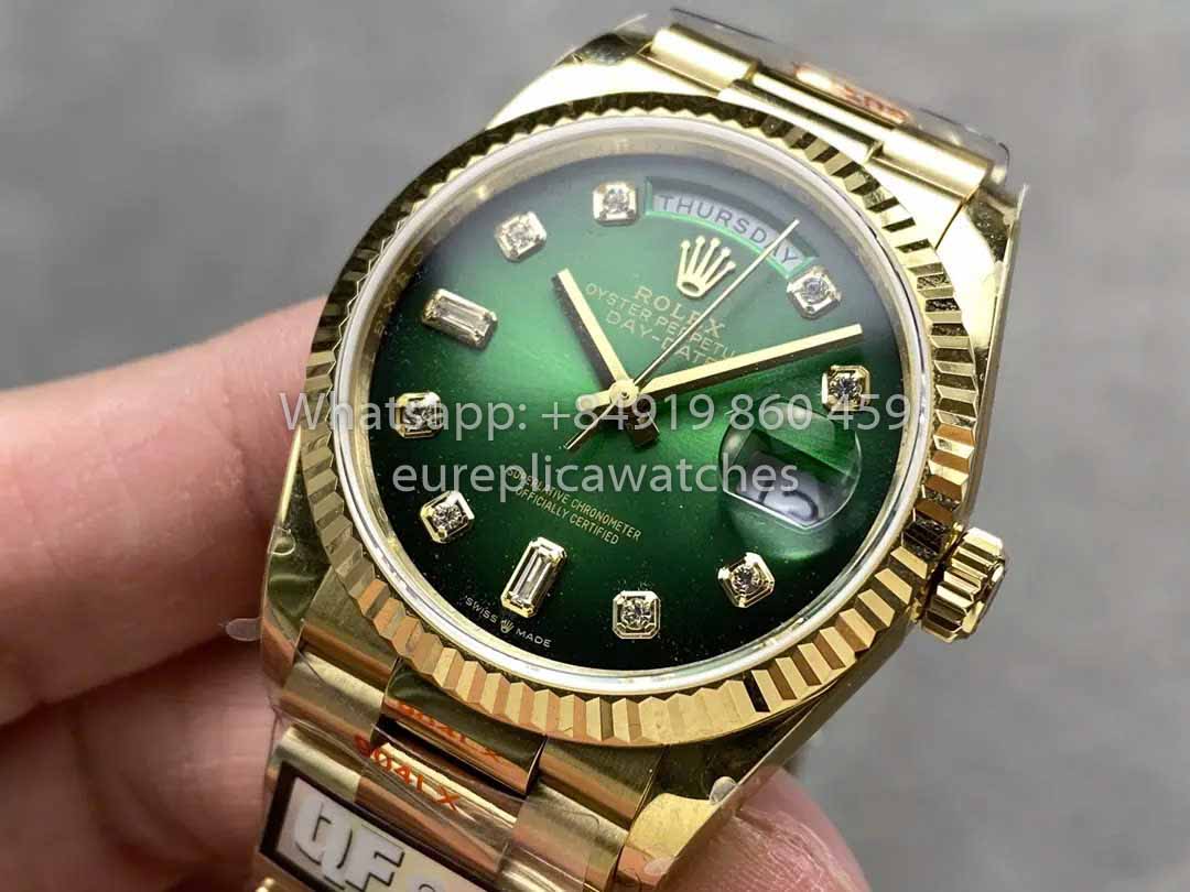 Rolex Day Date 128238-0069 QF Factory 1:1 Best Clone Green Diamond Dial