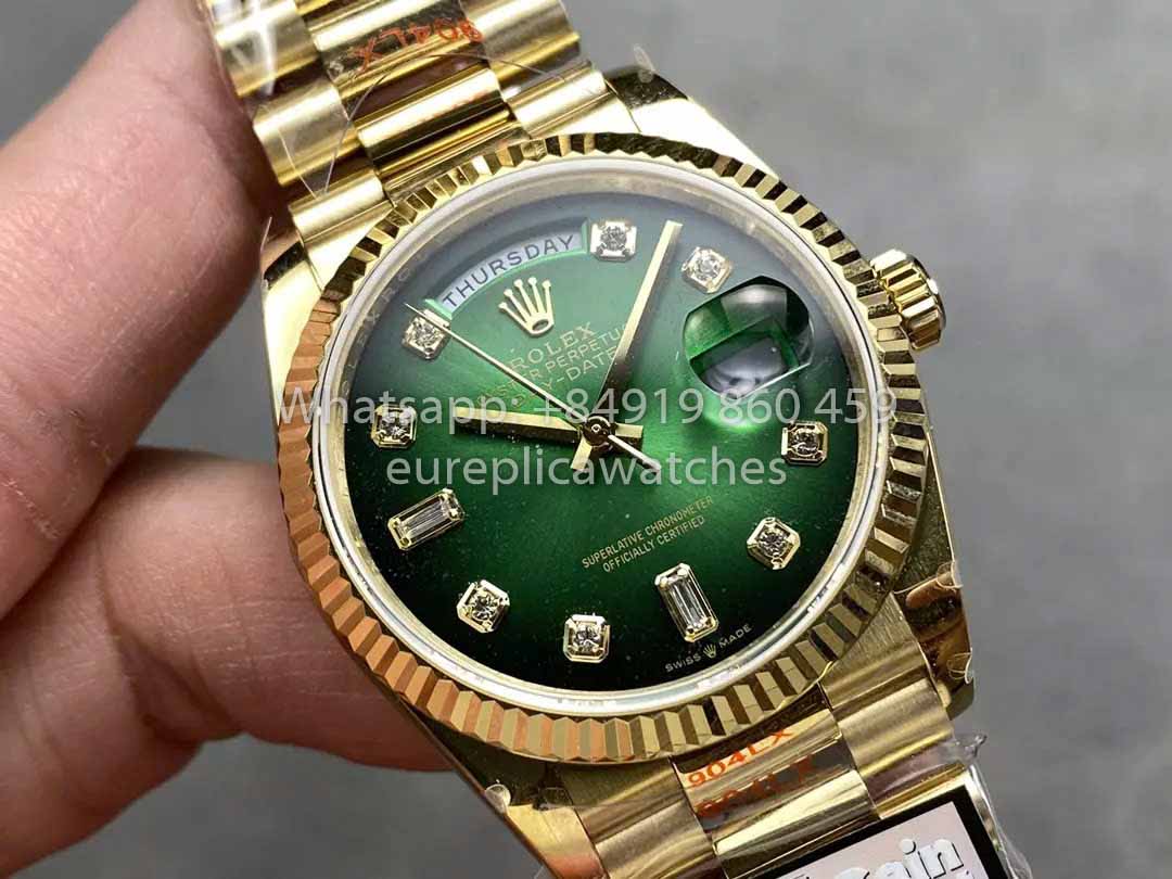 Rolex Day Date 128238-0069 QF Factory 1:1 Best Clone Green Diamond Dial