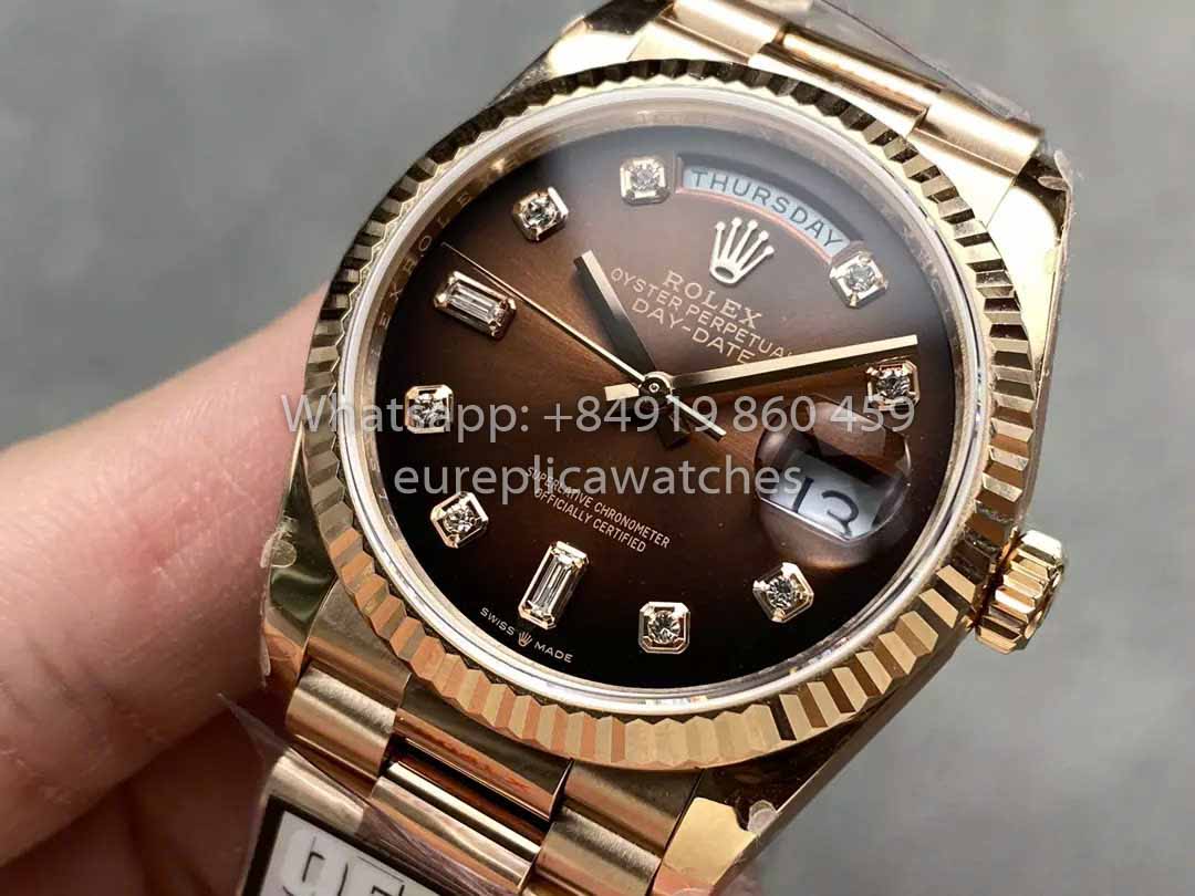 Rolex Day Date M128235-0037 ombre Dialmond Dial QF Factory 1:1 Best Clone Rose Gold 36