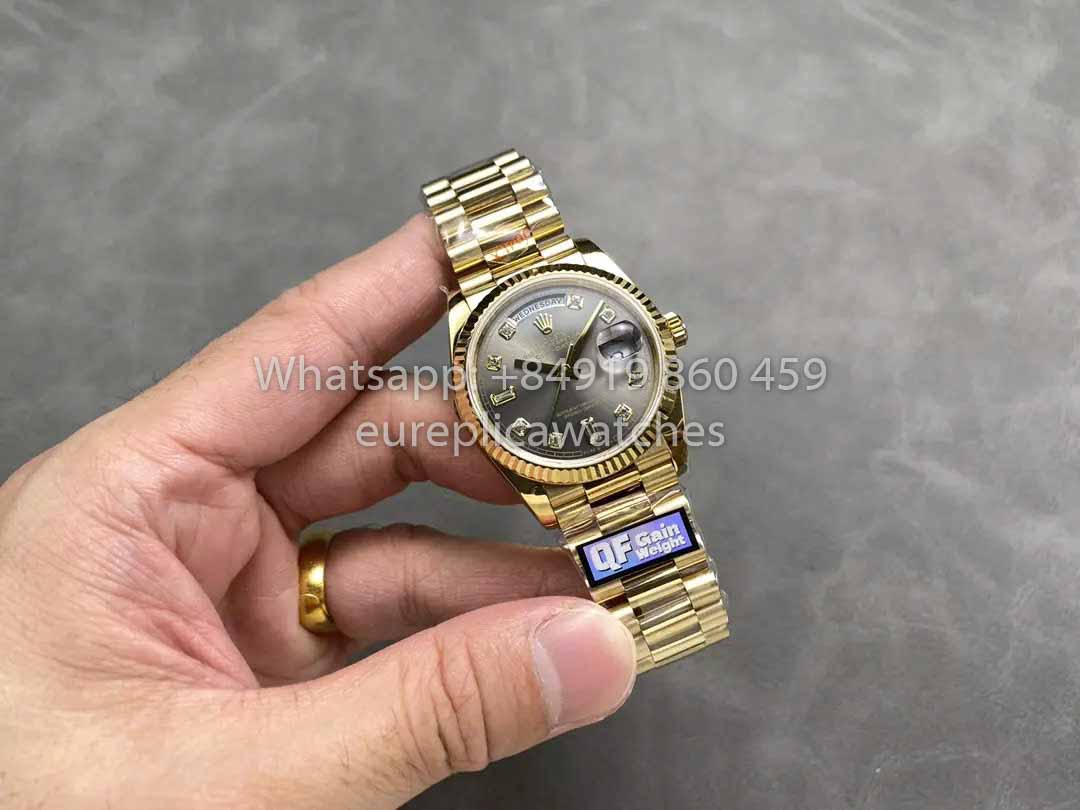 Rolex Day Date M128235 purple mother of pearl QF Factory 1:1 Best Clone Yellow Gold 36