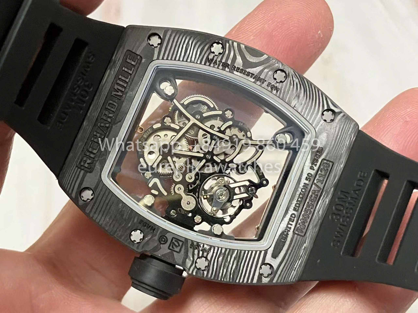 RICHARD MILLE  RM055  Carbon Fiber Case 1:1 Best Edition RM Factory newest 2024 Rose Gold Dial