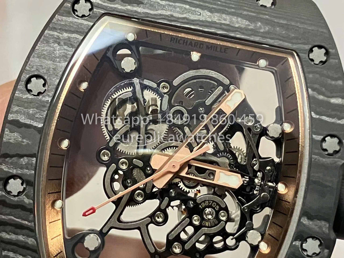 RICHARD MILLE  RM055  Carbon Fiber Case 1:1 Best Edition RM Factory newest 2024 Rose Gold Dial